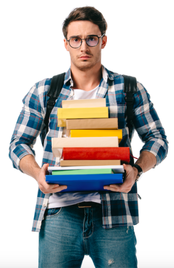 student with books