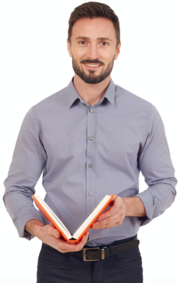 student with a book